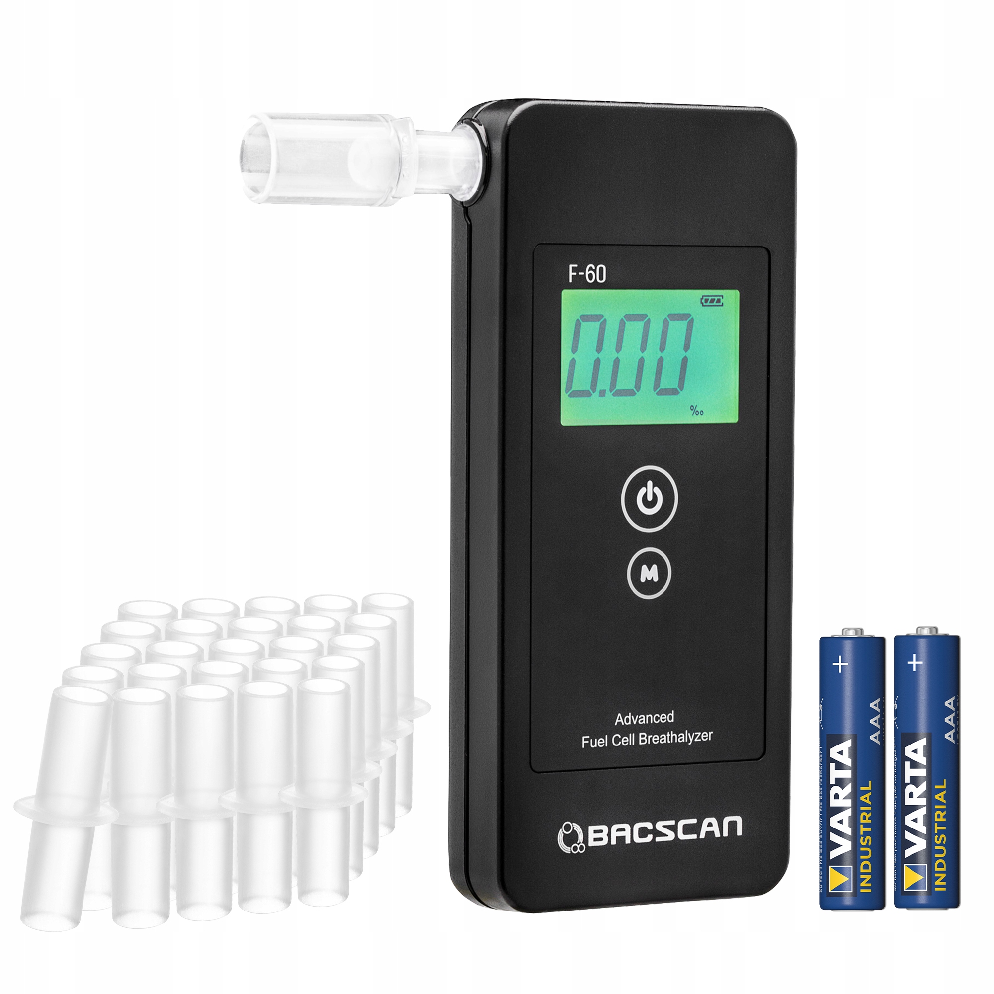 Elektrochemický alkohol tester BACscan F-60 + náustok Bacscan Balenie 25 kusov